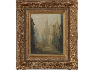 New York Cityscape, Oil on Board, Early 20th Century 14W x 16H