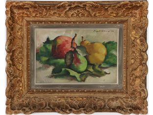 French Still Life w/ Apples and Pear, Early 20th Century 23W x 19H
