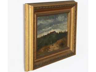 Italian Landscape Scene, 19th Century with Gold Frame 12W x 9.5H