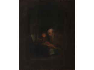 Old Master School, Monk with Child, 18th Century 10W x 12.5H