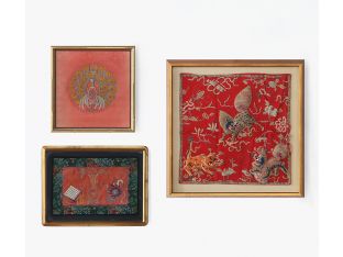 Set of 3 Antique Chinese Textiles, 19th Century 14W x 12H