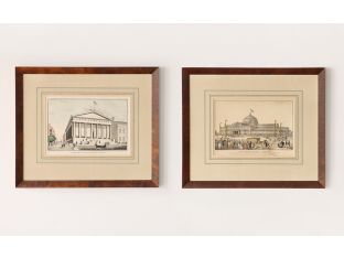Pair of Hand-Colored Lithographs 22.5W x 19H