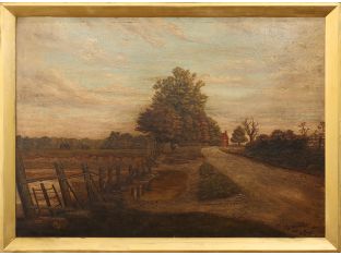 Folk Art Painting of a Farmstead 44.5W x 33.5H - Cleared Art