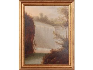 Hudson River School Waterfall Landscape 11W x 14H - Cleared Art