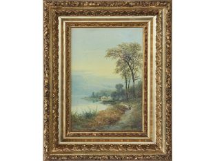 Antique English Landscape Oil on Canvas C 1880s 17W x 21H - Cleared Art