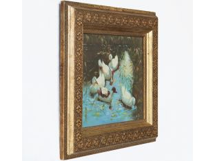 Antique American Impressionist Duck Pond 22W x 18H - Cleared Art