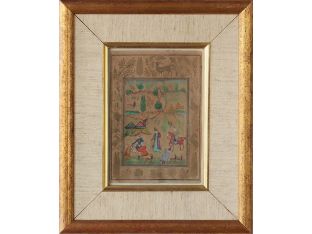 Persian Miniature 19th Century Watercolor Painting 10.5W x 12.5H - Cleared Art