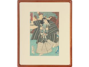 Antique Woodblock from a Kabuki Play 19th Century 17W x 21H - Cleared Art