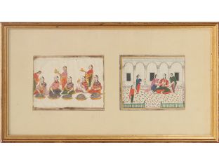 Miniature Persian Gouaches in Gold Frame, 19th Century 16.25W x 9H - Cleared Art