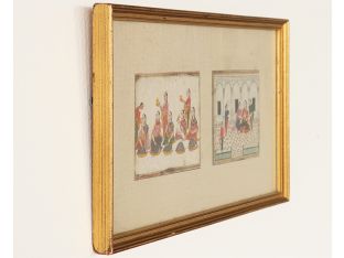 Miniature Persian Gouaches in Gold Frame, 19th Century 16.25W x 9H - Cleared Art