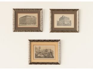 Set of 3 Architecture Lithographs of Manhattan, 19th Century 10.5W x 8.25H - Cleared Art