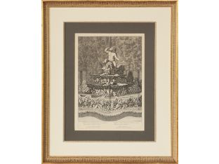 Antique Copperplate Engraving of Cupid Fountain 23W x 28H - Cleared Art