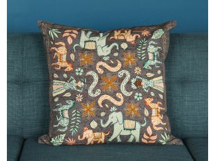 Brown Multi Elephant Pillow - Cleared