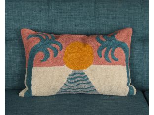 Sunset And Palms Pillow - Cleared