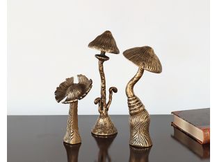 Set Of 3 Brass Surreal Mushroom Sculptures - Cleared