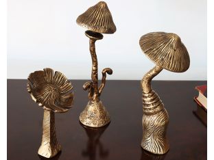 Set Of 3 Brass Surreal Mushroom Sculptures - Cleared