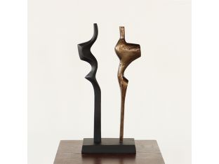  Black & Brass Abstract Standing Figures - Cleared