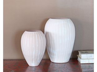 Set Of 2 Blush Vases With Swirl Pattern- Cleared