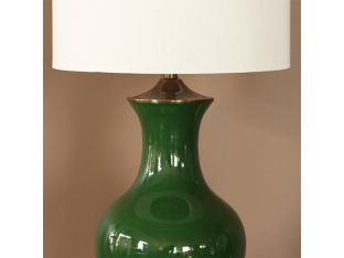 Dark Green And Antique Brass Table Lamp-Cleared