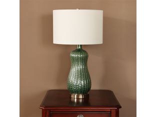 Green Leaf Trellis Ceramic Table Lamp- Cleared