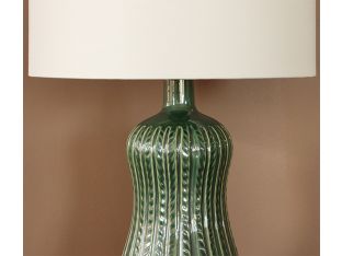 Green Leaf Trellis Ceramic Table Lamp- Cleared
