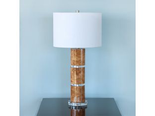 Faux Birdseye Maple Cylinder Table Lamp-Cleared