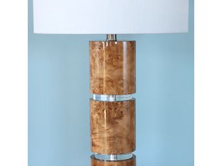 Faux Birdseye Maple Cylinder Table Lamp-Cleared