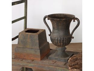 Cast Iron Urn on Base - Cleared Decor