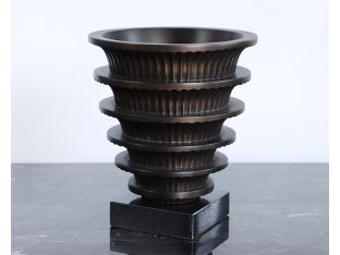 Bronze Deco Ridged Vase  - Cleared