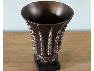 Bronze Deco Fluted Vase  - Cleared