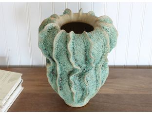 Moss Green Swirl Ceramic Vase- Cleared