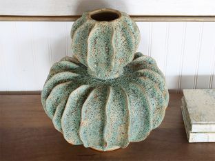 Moss Green Double Gourd Ceramic Vase- Cleared