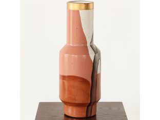 Large Rust, Brown & Bronze Metallic Glazed Vase - Cleared