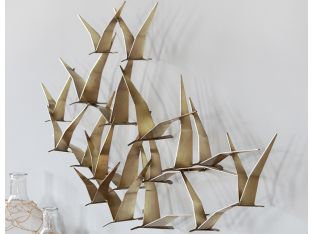 Abstract Brass Seagulls Wall Sculpture