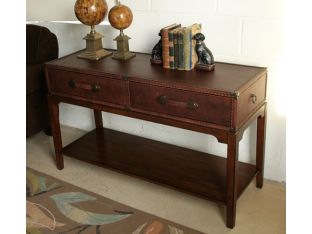 Leather Steamer Trunk Console