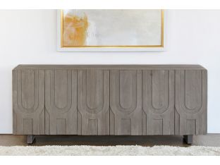 Aged Grey Carved Media Console