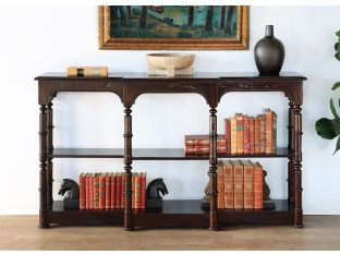 Mahogany Console With Faux Bamboo Posts