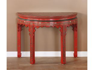 Vintage Red And Gold Style Chinese Console