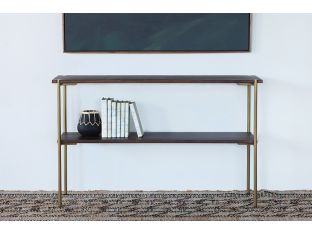Umber Brown Console with Antique Brass Base