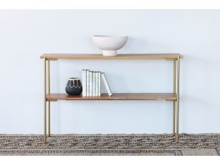 Natural Oak Console with Antique Brass Base