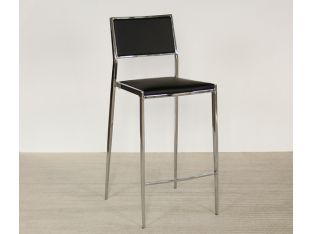 Polished Chrome Counter Chair in Black