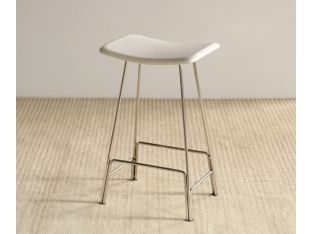 Polished Chrome Backless Counter Stool in White