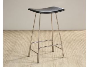 Polished Chrome Backless Counter Stool in Black