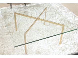 Barcelona Style Coffee Table with Brass Base