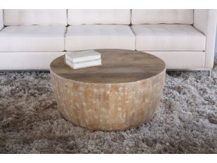 Round Butcher-Block Coffee Table