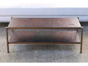 Brass Coffee Table with Leather Surface