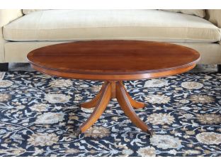 Yew Wood Oval Coffee Table, Circa 1960