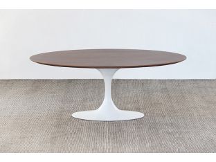 Saarinen Style Coffee Table with Walnut Top and White Base