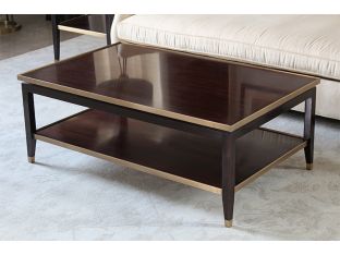 Dark Wood Coffee Table with Gold Accents