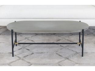 Iron Coffee Table W/Brass Accents & Concrete Top